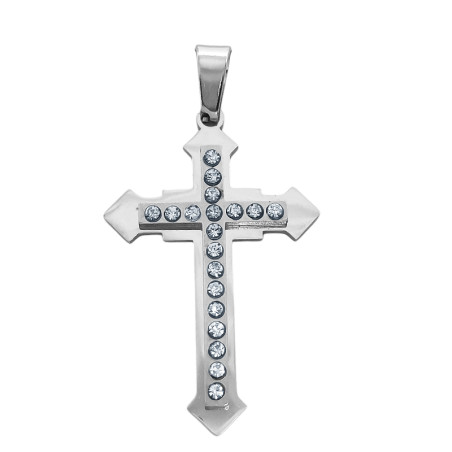 CRUZ EN PUNTA 23*33MM C/ 19 CUBIC REDONDOS M:RECTANGULO DIJE