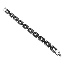 PREMIUM 13MM-21CM TRIPLE LINEA DENTADA NEGRO Y ACER PULSERA