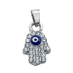 MANO DE FATIMA C/ MUCHOS STRASS Y OJO TURCO AZUL DIJE DIJE