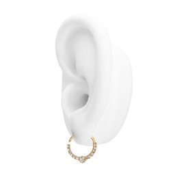 DORADO 12MM ARGOLLITA C/ ESTRELLA Y LLUVIA DE CUBIC DE NARIZ U OREJA PIERCING