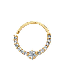 DORADO 12MM ARGOLLITA C/ ESTRELLA Y LLUVIA DE CUBIC DE NARIZ U OREJA PIERCING