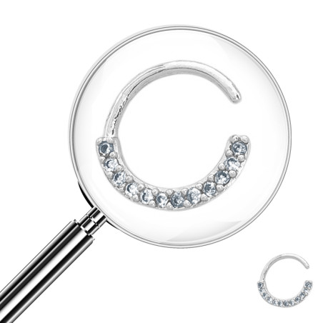 BLANCO 8MM EXTE. ARGOLLITA C/ 12 CUBIC FRENTE ABERTURA DERECHA NARIZ U OREJA PIERCING ARO