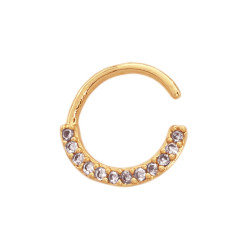 DORADO 12MM EXT. ARGOLLITA C/ 12 CUBIC FRENTE ABERTURA DERECHA NARIZ U OREJA PIERCING ARO