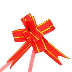 ROJO C/ DORADO 15*250MM PAQUETE x10 UNIDADES MOÑO DE REGALO