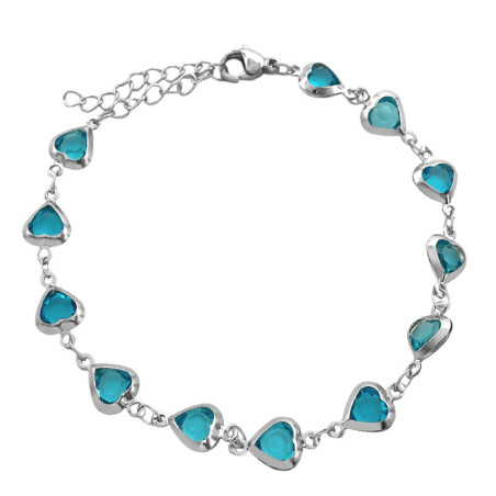 AGUA MARINA CRISTAL CORAZONE 7MM-18+3CM REGULABLE PULSERA