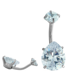 CRISTAL GOTA Y CIRCULO CUBIC OMBLIGO ACERO QUIRURGICO PIERCING