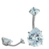 CRISTAL GOTA Y CIRCULO CUBIC OMBLIGO ACERO QUIRURGICO PIERCING