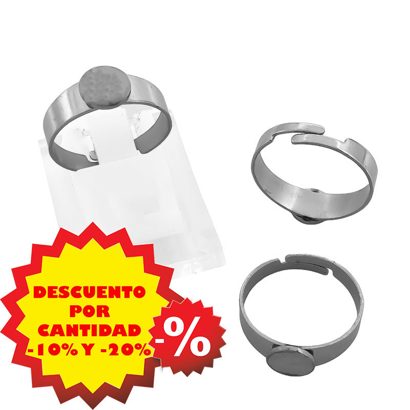 BASE DE ANILLO 8MM REGULABLE * 10 UNIDADES FORNITURA