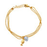 DORADO PEZ Y CUBIC TRIPLE CADENA BOLITAS 18+4CM PULSERA