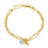 DORADO LUNA Y CUBIC TRIPLE CADENA BOLITAS 18+4CM PULSERA