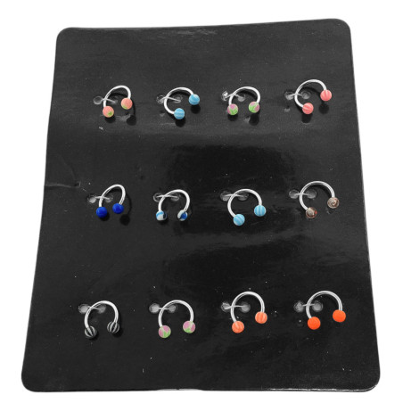 BLISTER 10MM x12 BULL EXTREMOS BOLITA SURTIDAS MULTICOLOR PIERCING