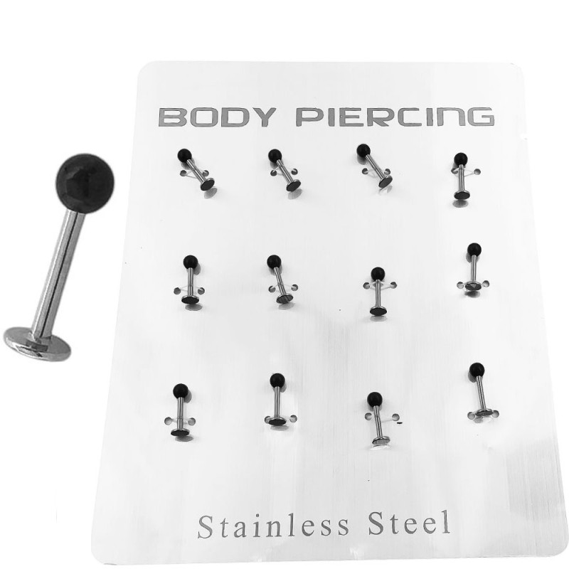 BLISTER x12 MENTON BOLITA NEGRA PIERCING