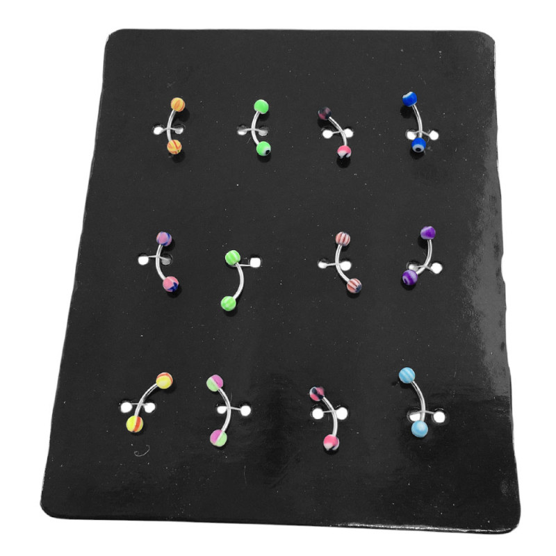 BLISTER x12 CEJA EXTREMO BOLITAS MULTICOLOR SURTIDO PIERCING