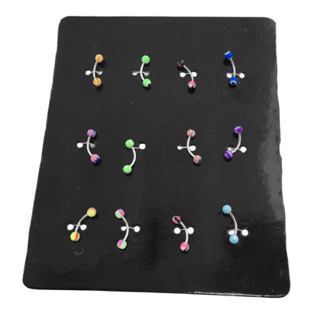 BLISTER x12 CEJA EXTREMO BOLITAS MULTICOLOR SURTIDO PIERCING