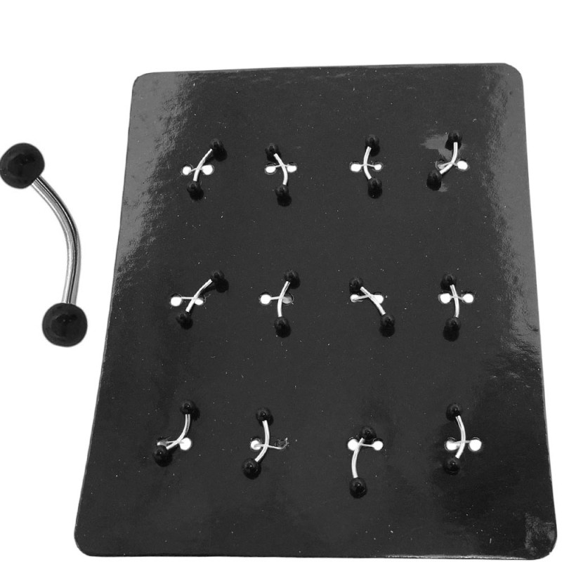 BLISTER x12 CEJA EXTREMO BOLITAS NEGRA PIERCING