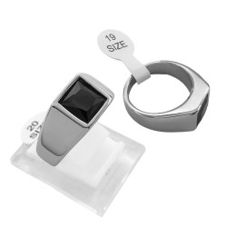 NEGRO LISO PIEDRA CHICA FACETADA SELLO ANILLO