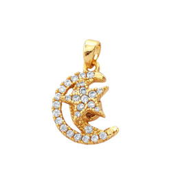 DORADO GIRATORIO LUNA ESTRELLA CON CUBIC DIJE