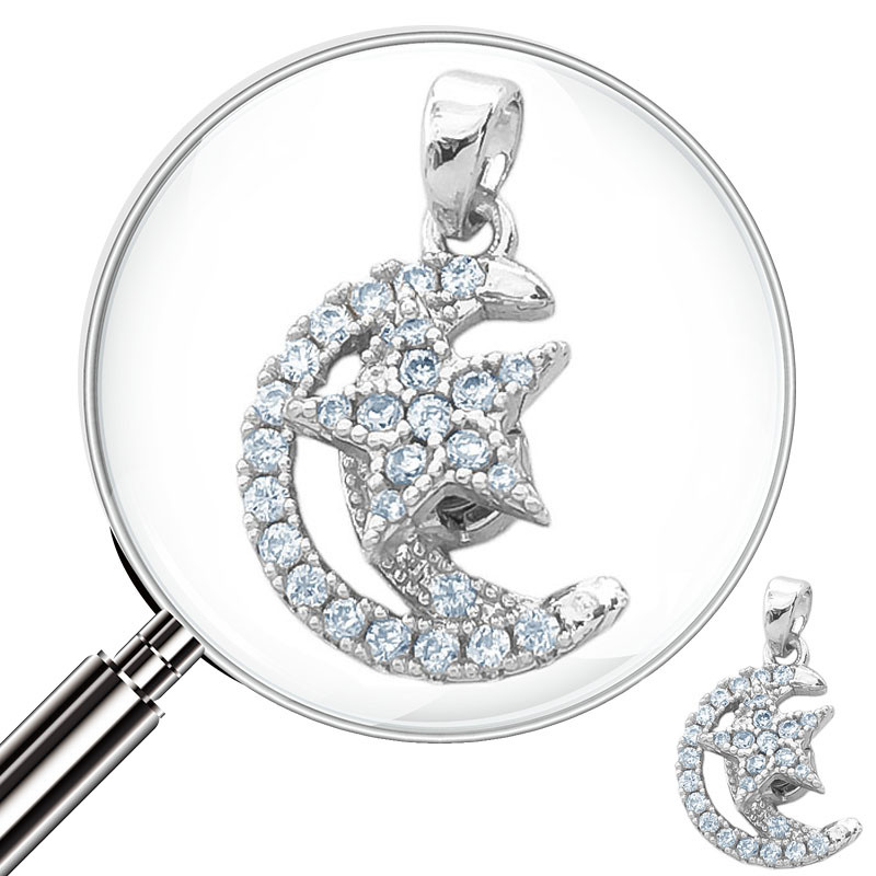 GIRATORIO LUNA ESTRELLA CON CUBIC DIJE