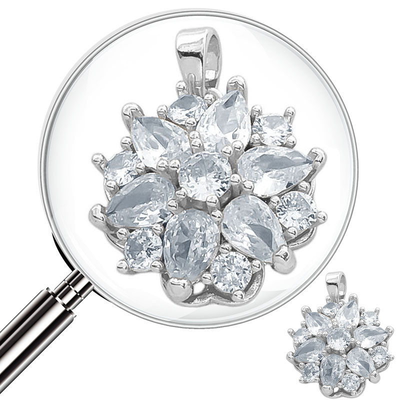 GIRATORIO FLOR SEIS PETALOS Y SEIS REDONDOS CUBIC DIJE