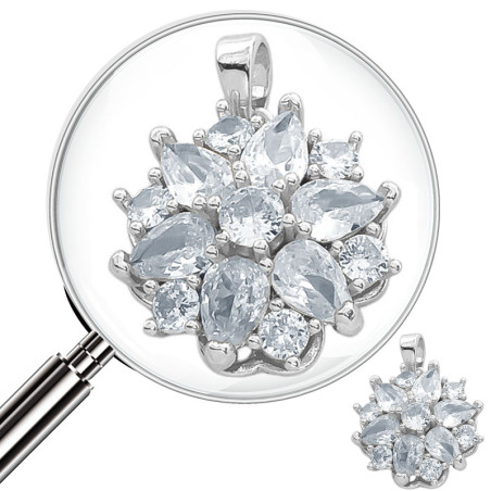 GIRATORIO FLOR SEIS PETALOS Y SEIS REDONDOS CUBIC DIJE