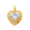 DORADO PREMIUM CORAZON EN RELIEVE C/ CORAZON GRANDE DE CUBIC DIJE