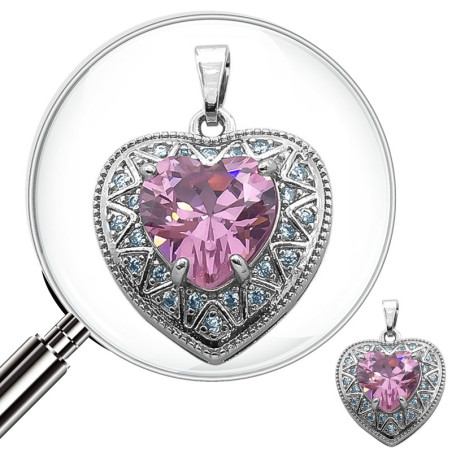 PREMIUM CORAZON EN RELIEVE C/ CORAZON GRANDE VIOLETA DE CUBIC DIJE