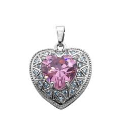 PREMIUM CORAZON EN RELIEVE C/ CORAZON GRANDE VIOLETA DE CUBIC DIJE