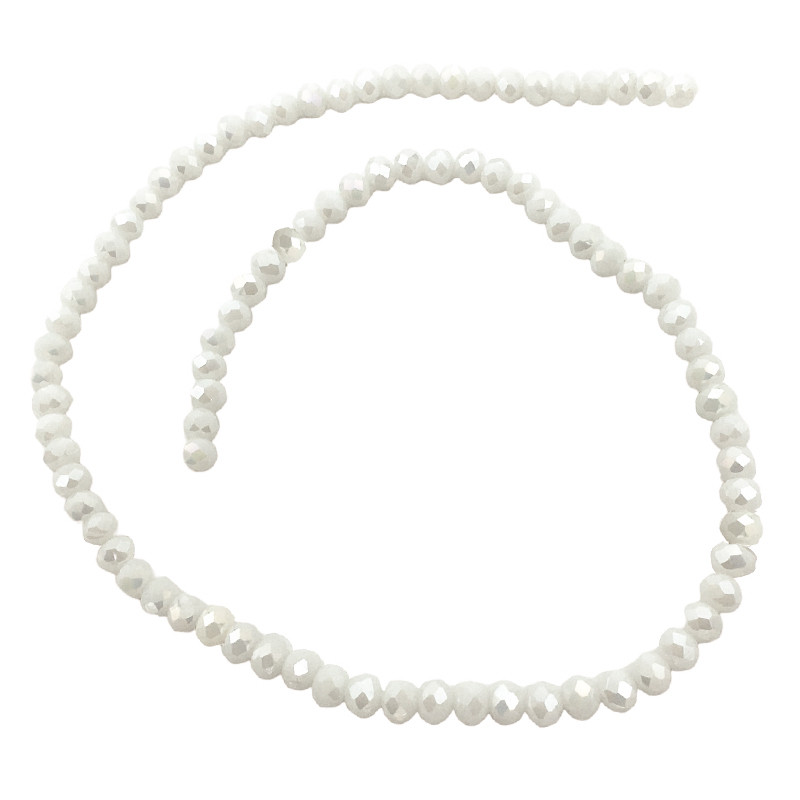 4MM BLANCO PLENO AB CUENTA FACETADA PERFORADA VIDRIO TIRA