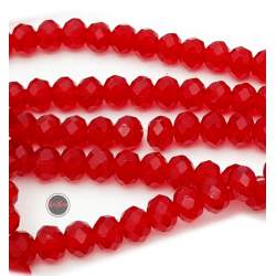 6MM ROJO TRASLUCIDO CUENTA FACETADA PERFORADA VIDRIO TIRA