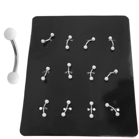 BLISTER x12 CEJA EXTREMO BOLITAS BLANCA PIERCING