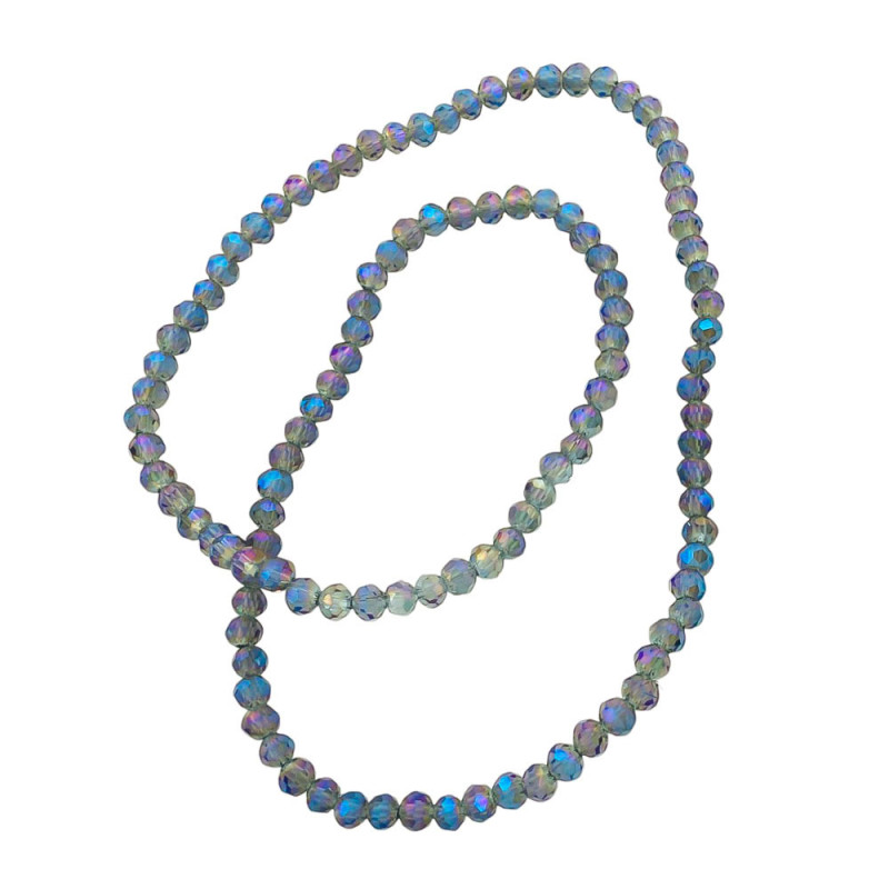 4MM CRISTAL AZUL TORNASOLADA TRASLUCIDA CUENTA FACETADA PERFORADA VIDRIO TIRA