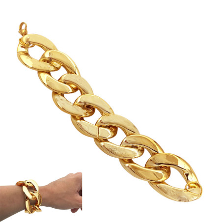 DORADO 29MM-20.5CM LIVIANA GROUMET PLANA SUPER ANCHA FANTASIA FINA PULSERA