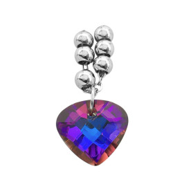 CORAZON AZUL / VIOLETA TORNASOLADO Y SEIS BOLITAS 45CM COLLAR