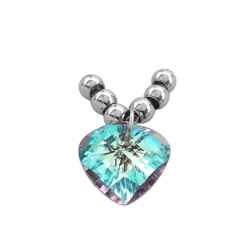 CORAZON TURQUESA TORNASOLADO Y SEIS BOLITAS 45CM COLLAR