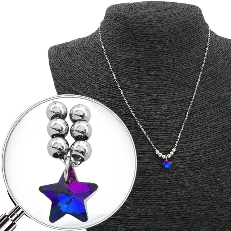 STRELLA AZUL / VIOLETA TORNASOLADO Y SEIS BOLITAS 45CM COLLAR
