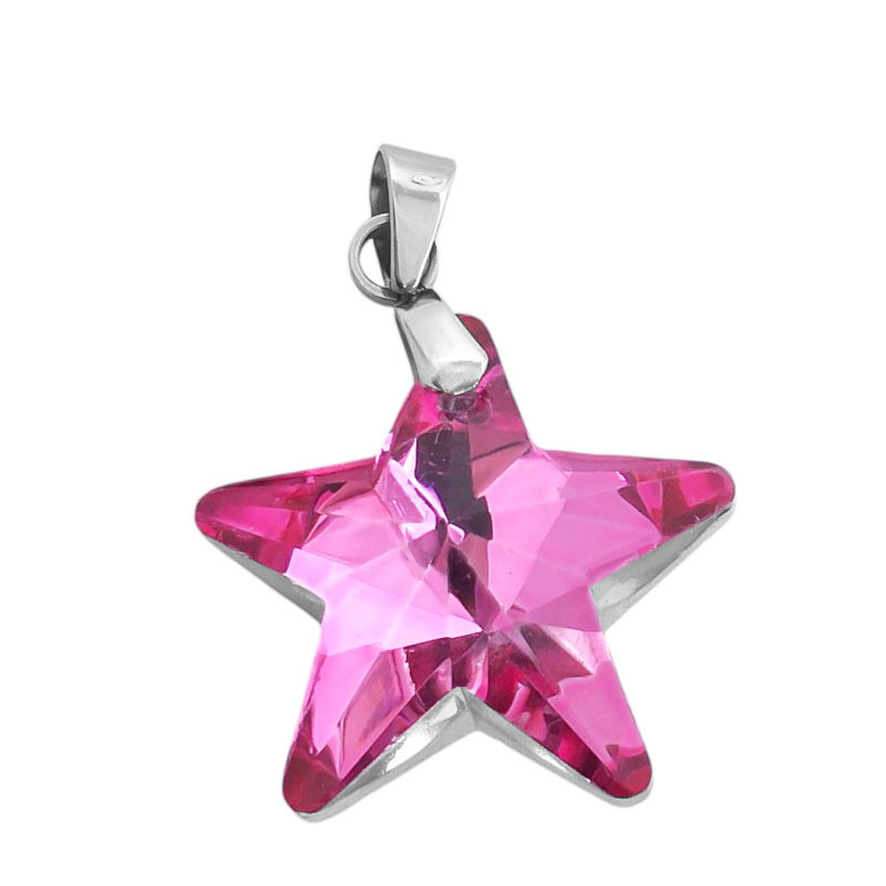 FUCSIA TORNASOLADO 20MM ESTRELLA CRISTAL FACETADO DIJE
