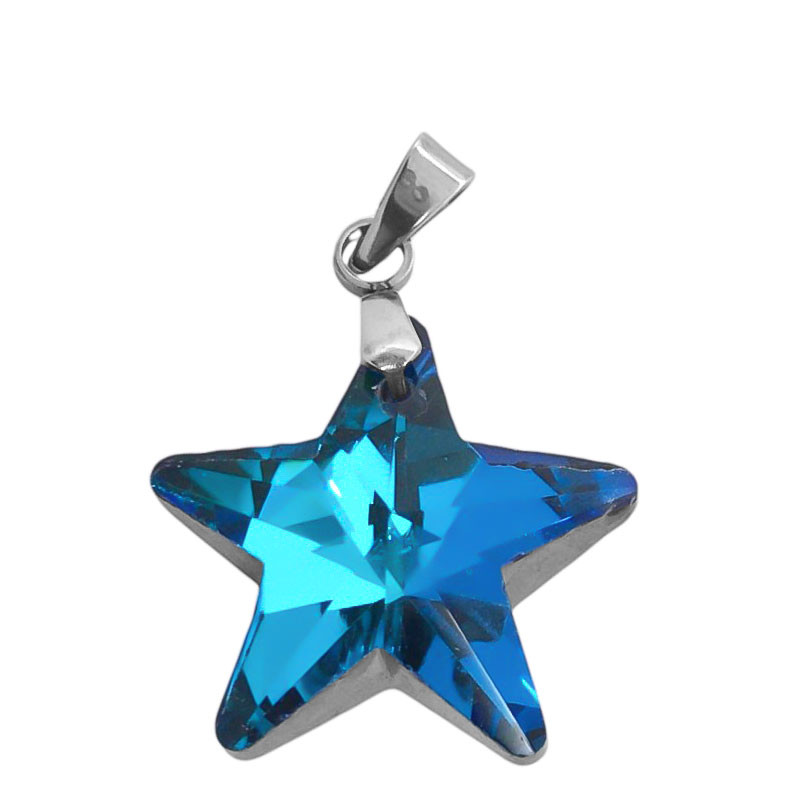 AZUL TORNASOLADO 20MM ESTRELLA CRISTAL FACETADO DIJE