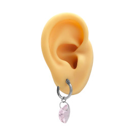 ROSA CRISTAL CORAZON 14MM MEDIANO FACETADO EN ARGOLLA 15MM ARO