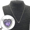 VIOLETA CORAZON FACETADO ENCASTRADO EN BASE C/ BORDE PUNTILLADO 45CM COLLAR