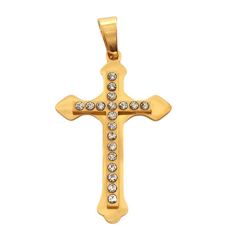 DORADO PREMIUM 23*36 CRUZ TEMPLARIA ONDULADA C/ CRUZ INTERIOR DE LINEA DE CUBIC DIJE