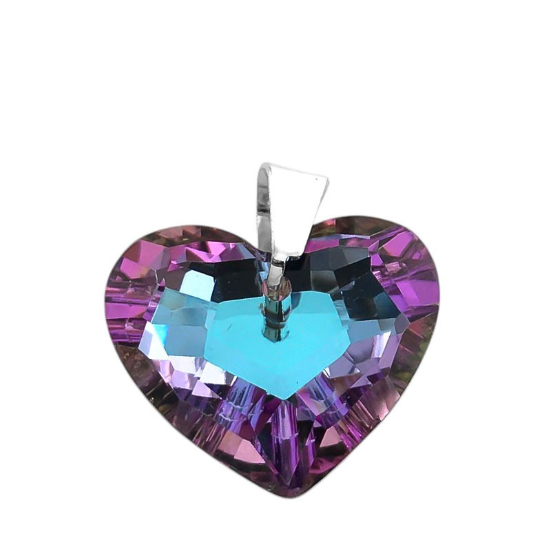 DROPS BLANCO LILA / AZUL 18*15MM CRISTAL TORNASOLADO FACETADO CORAZON DIJE