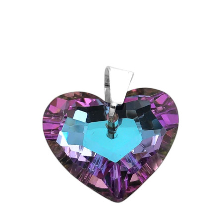 DROPS BLANCO LILA / AZUL 18*15MM CRISTAL TORNASOLADO FACETADO CORAZON DIJE