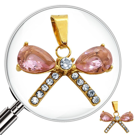 DORADO MOÑO C/ CUBIC ROSAS Y STRASS CRISTAL DIJE