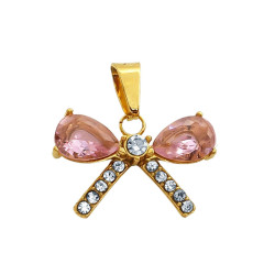 DORADO MOÑO C/ CUBIC ROSAS Y STRASS CRISTAL DIJE