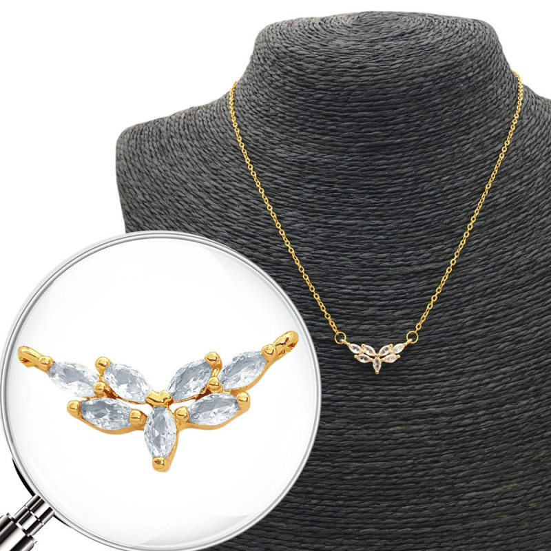 DORADO SIETE SEMILLAS DE CUBIC FACETADO 43CM COLLAR