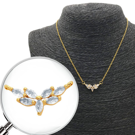 DORADO SIETE SEMILLAS DE CUBIC FACETADO 43CM COLLAR