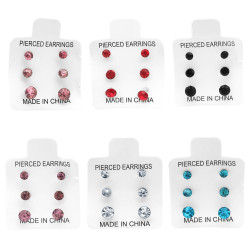 CAJA X108 PARES ARITOS STRASS MEDIDAS Y COLORES SURTIDOS ARO