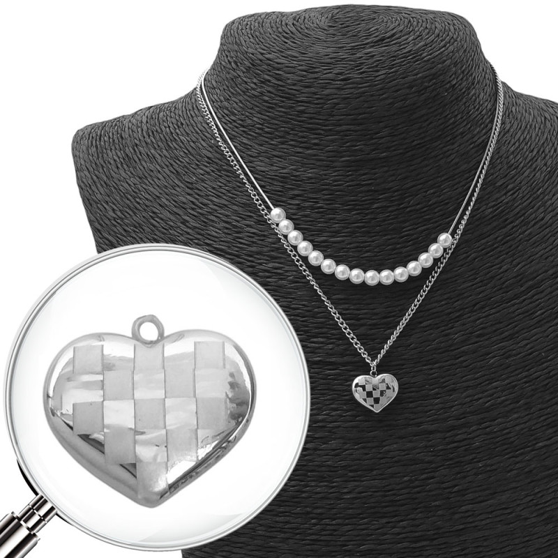 DOBLE CADENA CORAZON CUADRILLE Y PERMAS 37+5CM REGULABLE COLLAR