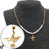 DORADO COLIBRI PICAFLOR CADENA CLIP Y PERLAS 45+5CM REGULABLE COLLAR