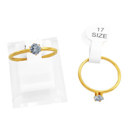 DORADO CAJA x36 CHICO BRILLANTE FLEJE REDONDO CUBIC ZIRCON ANILLO